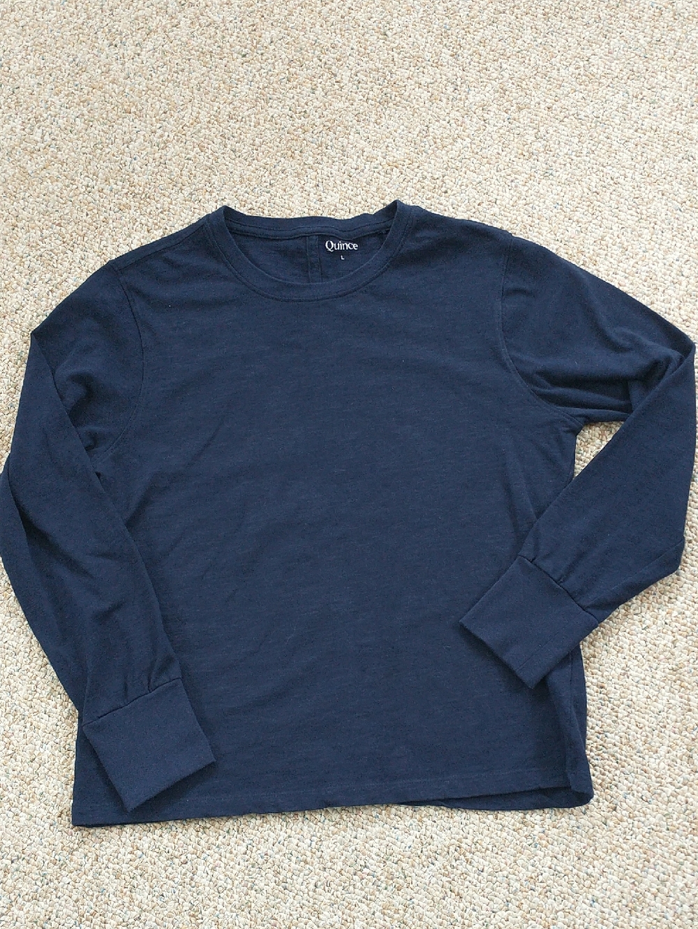 Quince Organic 100%  Cotton Slub Long Sleeve Tee Navy Large